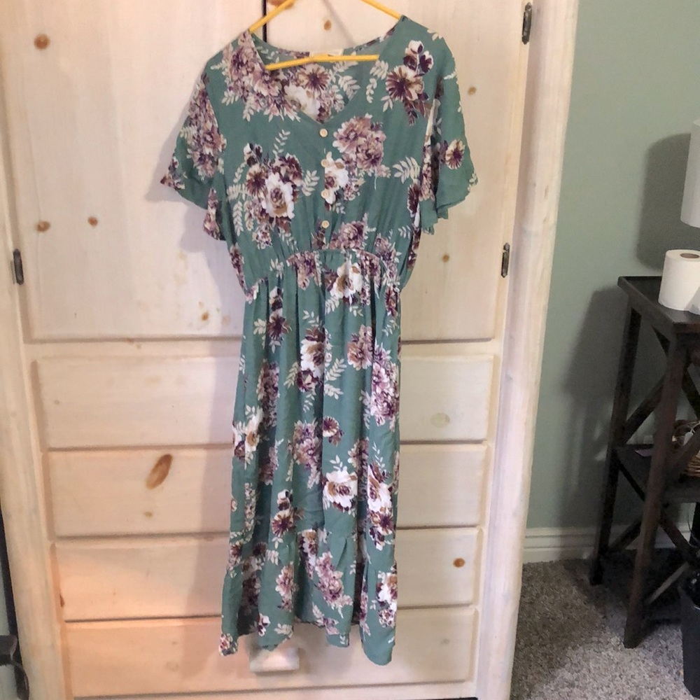 Floral elastic waist dress